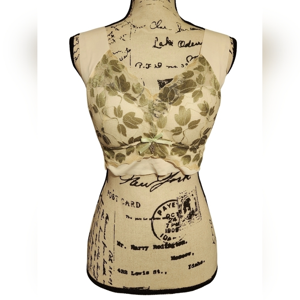 Senobra Nude and Green Leaf Bra - Picture 2 of 7